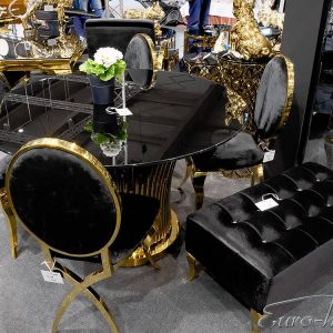 EUH - TH 521 arany-fekete étkezőasztal ø130