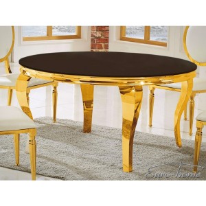 EUH - TH-306 kör alakú arany-fekete étkezőasztal