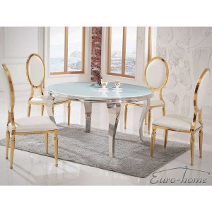 EUH - TH-306 kör alakú étkezőasztal fehér üveggel