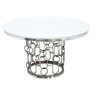EUH - TH 522 ezüst-fehér kör alakú étkezőasztal ø130