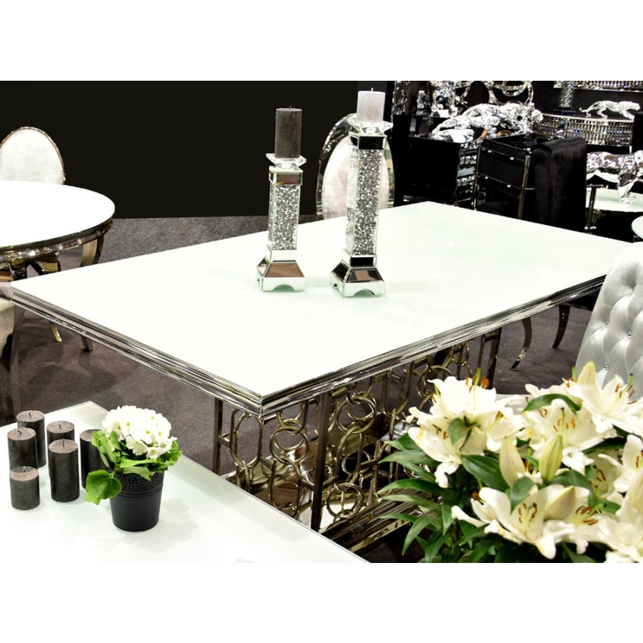 EUH - TH 522 étkezőasztal fehér üveglappal