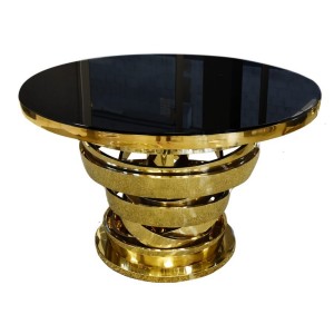 EUH - TH529 kör alakú étkezőasztal (arany-fekete)