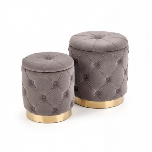 Halmar - Polly puff-szett grey velvet